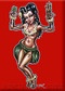 BigToe Lady Luck Hula Girl Fridge Magnet Image Red
