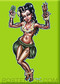BigToe Lady Luck Hula Girl Fridge Magnet Image Green
