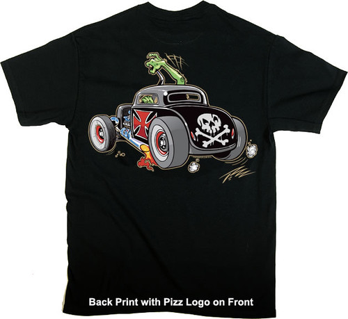 Pizz Skull Rod T-Shirt Image