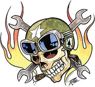 Pizz Ace Skull Sticker Image