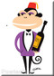 Shag Sir Monkey Fridge Magnet. Stylized Shag Monkey Character with Fez, Cigarette, and Oversized Wine Bottle Image WHITE
