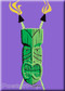 Shag Josh Agle Heavily Stylized Green Tiki Fridge Magnet. Green Tiki with Crossed Tiki Torches Image PURPLE