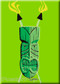 Shag Josh Agle Heavily Stylized Green Tiki Fridge Magnet. Green Tiki with Crossed Tiki Torches Image GREEN
