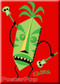Artist Shag Tiki Doctor Magnet. Josh Agle Original Tiki Tribal, Witch Doctor character with Skulls by Poster Pop RED