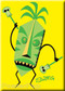 Artist Shag Tiki Doctor Magnet. Josh Agle Original Tiki Tribal, Witch Doctor character with Skulls by Poster Pop YELLOW