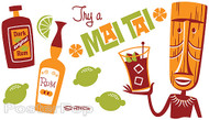Shag Mai Tai Sticker, Tiki Drink, Rum, Fun, Josh Agle, Image