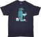 Shag Turquoise Tiki Drink T Shirt. Josh Agle Tiki Mug Design on Navy Blue Mens T-Shirt. Image