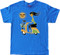 Shag Sun Scooter T Shirt Josh Agle Vespa Scooter Shag Girl and Shag Cat with Cartoon Sun Design on Sky Blue Mens T-Shirt. Image