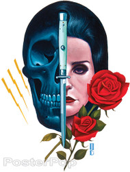 Gustavo Rimada Ultraviolence Sticker, Half Skull, Half Girl Switchblade Roses