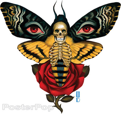 Gustavo Rimada Death From Above Sticker, Moth, Skeleton, Skull, Butterfly, Eyes