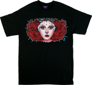 Gustavo Rimada Peliroja T Shirt, Girl, Christ, Crown of Thorns, Blood, Sacred, Roses