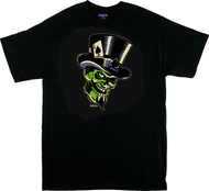 Vince Ray Green Skull T-Shirt by Poster Pop, Front Print, Skull, Top Hat, Ace of Spades, 13, Rockabilly