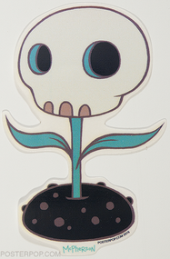 Artist Tara McPherson New Skull Flower Poster Pop Sticker. Day of the Dead Skull Flower Face