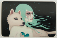 Artist Tara McPherson The Wanderers Sticker, Girl with White Wolf Dog