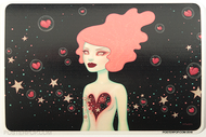 Artist Tara McPherson Supernova Poster Pop Sticker, Space, Pink Hair, Girl, Open Heart, Cosmic