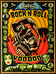Vince Ray Rock n Roll Devil Fine Art Print on Canvas, Rock and Roll, Voodoo, Famous Monsters, Black Cat, Witch, Mummy, Zombies, Bride of Frankenstein, Monsters