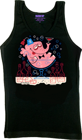 Derek Yaniger Pinky Woman's Tank Top, Drunk, Elephant, Martini, Glass, Drinking, Party, Hungover, Fez, Bottles, Alcohol, Wasted, Fun, Funny, Retro, Burlesque, Pinup, Poster Pop