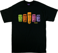 SH100 Shag 5 Tikis T Shirt, Tiki, Hawaii, Gods, Colorful, Rainbow, Masks, Faces, Favorite