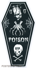 PGS65 Pigors Poison Coffin Sticker, Frankenstein, Skull, 13, Spider Webs, Tattoo, Skeleton, Bones
