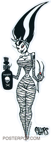 PGS63 Pigors Mummy Bride Sticker. Bride of Frankenstein, Poison, Alcohol, Cartoon, Monster