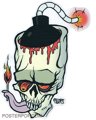 PGS61 Pigors Light It Up Sticker, Skull, Bomb, Lit Fuse, Licking Fire, Match, Flame, Bombed, Wasted