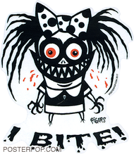 Artist Pigors I Bite Sticker, Monster, Lil Monster, Biting, Teeth, Razor, sharp