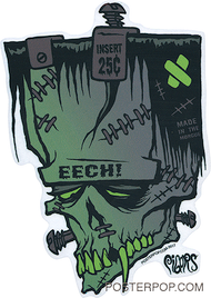Artist Eric Pigors Franken-Eech Sticker, Frankenstein, Head, Face, Tech!, Mad Magazine, Strews, Bolts, Fangs