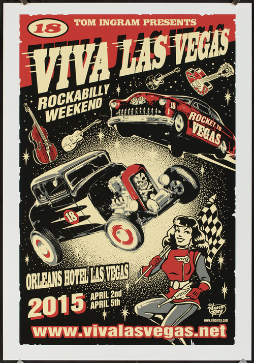 P-VRVLV18 Viva Las Vegas VLV18 Silkscreen Poster 2015 by Vince Ray