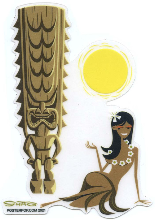 SHS128 Shag Hula Tiki Sun Sticker