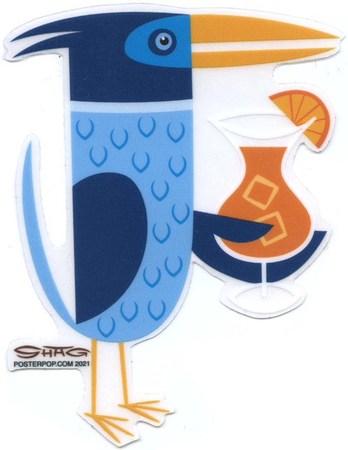 SHS111 Shag Blue Drinky Bird Sticker