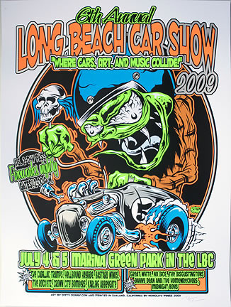 Dirty Donny Long Beach Car Show Silkscreen Concert Poster 2009 Image