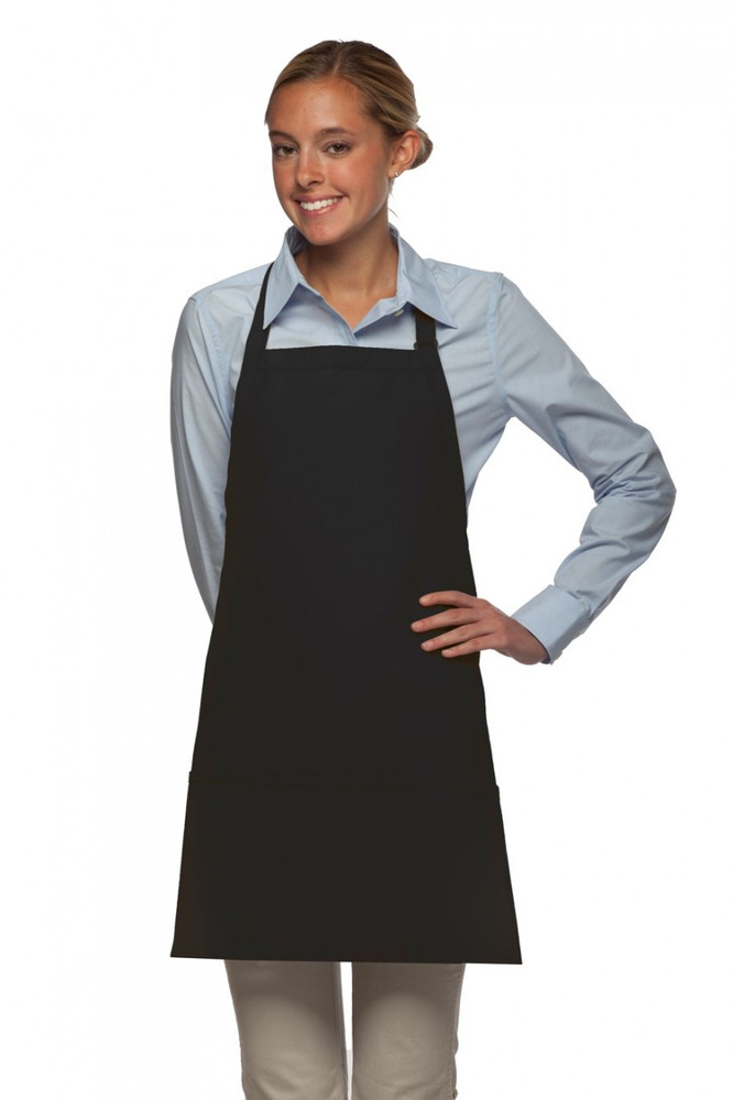 Black three pocket bib apron with adjustable neck