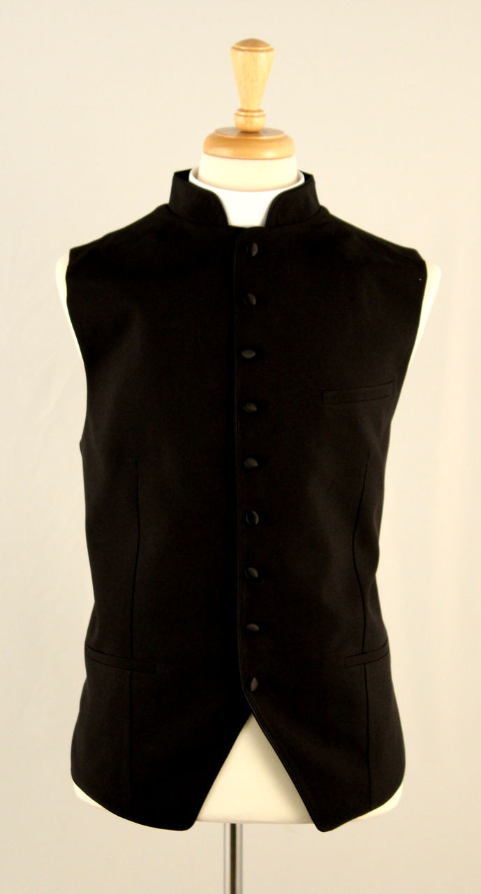 Clergy Vest In Black On Black - Divinity Clergy Wear