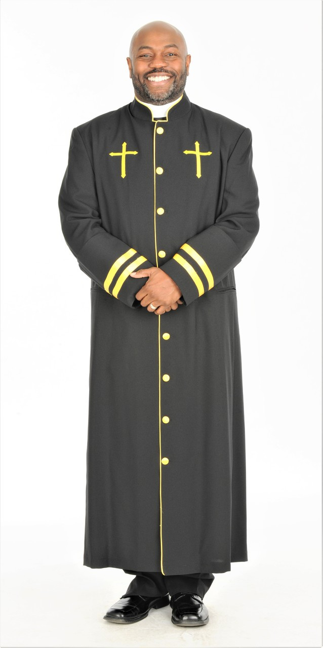 The "Hoshea" Clergy Robe For Men In Black & White | Divinity Clergy Wear