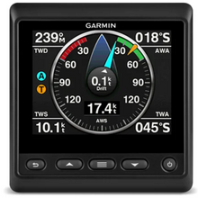 Garmin GMI™ 20 Marine Instrument mounted on a boat dashboard for easy navigation data access