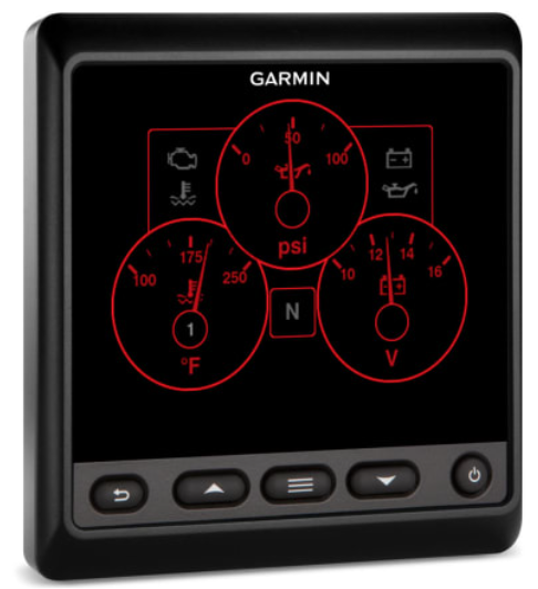 Garmin GMI™ 20 Marine Instrument in use during overcast weather with sharp, easy-to-read graphics
