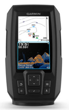 Garmin STRIKER™ Vivid 4cv front view displaying colorful sonar imaging