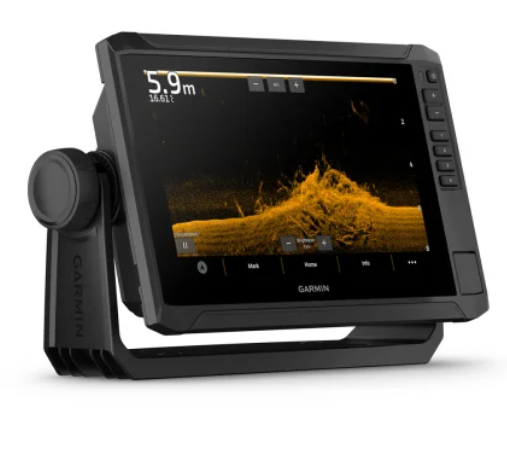 Garmin ECHOMAP™ UHD2 92sv mounted on a boat dashboard