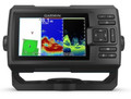 Front view of the Garmin STRIKER Vivid 5cv displaying sonar readout and GPS speed overlay.