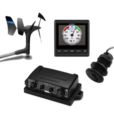 AIRMAR DST810 installed on a fiberglass hull, showing thru‑hull transducer.