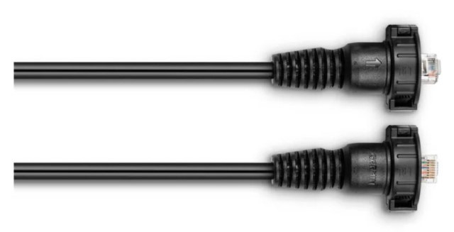 Cable connecting a Garmin sonar module to multifunction display.