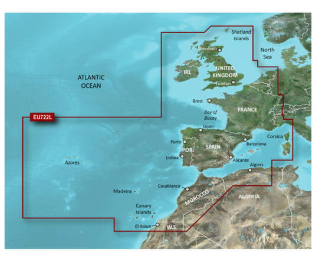 Screen view of Mediterranean coastal charts showing detailed depth contours and navigation data.