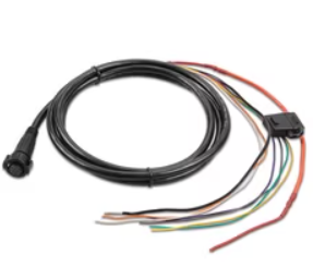 Garmin NMEA 0183 cable connected to a VHF radio 8-pin port at helm station. &mdash; Installed on a marine VHF.