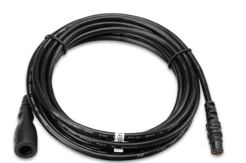 4‑pin extension cable connected between a transducer and sonar head for added reach.