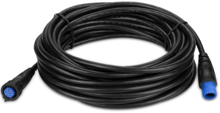 Adapter cable connecting an 8-pin transducer to a Garmin sonar unit.