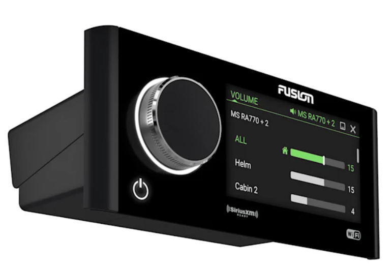 Close-up of front-panel buttons and capacitive touch controls.