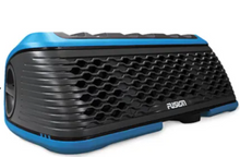 Front view of Garmin Fusion StereoActive™ in blue with control panel visible.