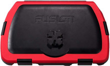 Front view of the Garmin Fusion ActiveSafe™ waterproof storage case in bright red.