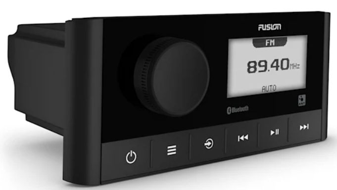 Marine environment lifestyle shot of the audio system in use onboard.