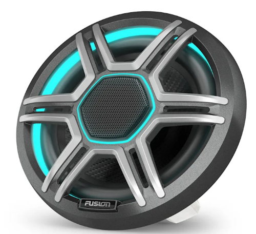 Speaker cone close-up showing CURV&reg; cone and silk dome tweeter detail.